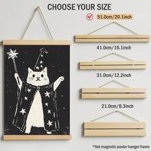 1pc Wizard Cat Wall Art Picture Vintage Linocut Style Magic Cat Canvas Print Paintings|Black And White Celestial Witchy Cat Decor For Bedroom,Living Room Or Office Home Decor,Mystical Astrology Animal Poster,Unique Gift For Her,Unframed,Wooden Hanger Frame Or Framed - Pattern - View 12