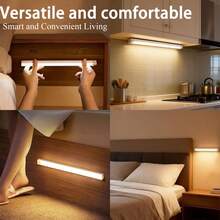 1 pièce Barre lumineuse à détecteur de mouvement LED, détection à 120°, blanc froid/blanc chaud, adsorption magnétique sans perçage, chargement Type-C 300 mAh, lumière pour armoire, couloir, 10/20/30/50 cm - Bande lumineuse à détecteur de mouvement - Voir 9