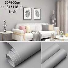 Self-Adhesive Solid Color Wallpaper Roll - Waterproof, Rainbow Colors, Fabric Texture Suitable For Kitchen, Bedroom, Living Room Furniture And Home Decor - Available In Coffee, Gray, White, Cream, Green, Blue, Yellow - 1 Volume - View 24