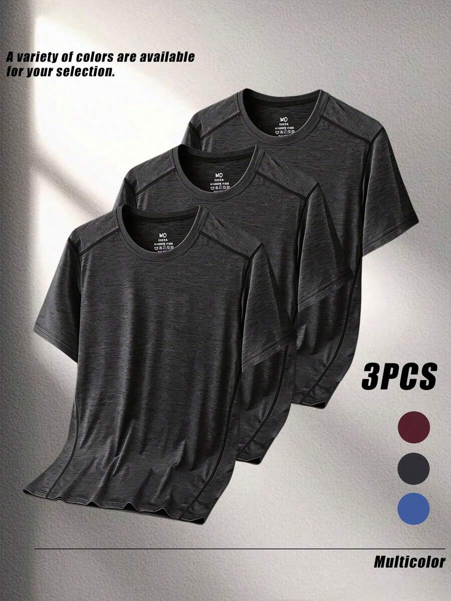 Men's 3-Piece Summer Outdoor Casual Short Sleeve T-Shirt Set - Multicolor - View 1