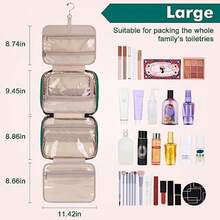 Toiletry Bag for Women Large Cosmetic Travel Bag Hanging Toiletry Bag for Bathroom Thickened PVC Waterproof Travel Makeup Bag Toiletries Bag for Travel Business Trips and Camping - Verde - Ver 3