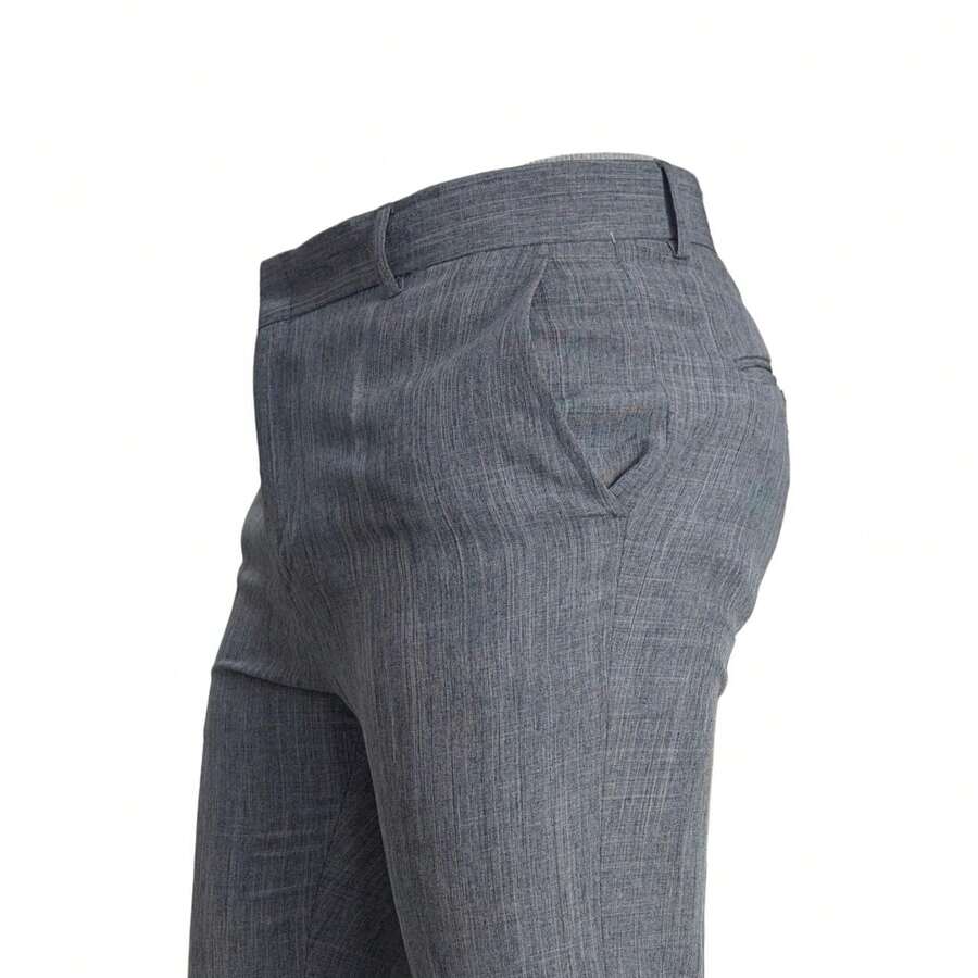 Men's Slim Fit Melange Tailored Trousers - 深灰色 - 查看 1