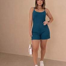 Women's Short Jumpsuit In Viscose/Lycra Fabric, Sleeveless Tank Top, Summer Style, Stretchy - 查看 3
