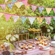 MG2PLUS 39Ft Triangle Bunting Banner Floral Cotton Pennant Banner 42pcs Reusable Vintage Fabric Triangle Flags For Wedding Birthday Tea Party Shabby Chic Garden DecorationsN - 混合色 - 查看 6