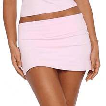 Over Mini Skirts For Women Low Rise Solid Skorts Sexyys Pencil Bodycon Going Out Micro Y2k Skirts Streetwear - 粉色 - 查看 1