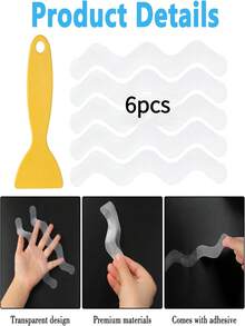 6/12/24pcs Transparent Anti-Slip Striped Stickers, Suitable For Bathtub Floor, Improve Safety, Easy To Apply And Remove, Prevent Slipping, Bathroom Decor, Bathroom Accessories, Anti-Slip Shower Mat Stickers, Home Bathroom Decor For Summer - Multicolor - View 7