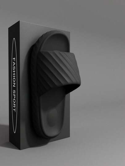 Sandalias de verano para hombres para usar en el baño de interior, con suela antideslizante y suave, cómodas, de dedo abierto, transpirables, de unicolor minimalista y versátiles