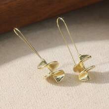 1 Pair Vintage & Creative Rotating Leaf Design Earrings, Suitable For Daily Wear And Formal Occasions, Also An Excellent Birthday Gift For Women - Gold - View 6