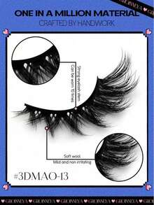 5对猫眼假睫毛，仿貂毛蓬松纤长自然款假睫毛，美妆睫毛嫁接 - 黑色 - 查看 6