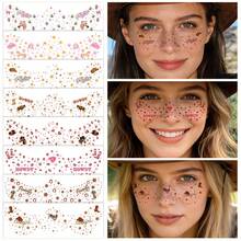 8张牛仔布雀斑脸部临时纹身贴纸，西部牛仔风格防水防汗脸部装饰贴纸，适合音乐节、化装舞会和主题派对 - 彩色 - 查看 2