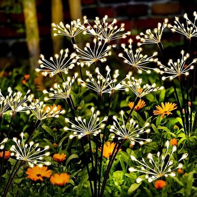 1pc 60LED Copper Firework Lamp, Solar Garden Light, Street Decoration Light String, Solar Powered Outdoor Festival Decoration Fairy Lamp, 2 Lighting Modes, For Hotel Garden, Courtyard, Path, Sidewalk Lighting Decoration