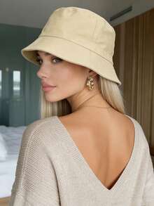 24 Inch Golden Long Straight Wig With Integrated Bucket Hat, Heat Resistant Wig, Suitable For Daily Wear - Gold - View 4