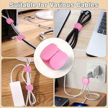 10pcs Pink Wire Winding Clips, Data Cable & Earphone Organizer, Versatile Home & Office Accessories - Baby Pink - View 2