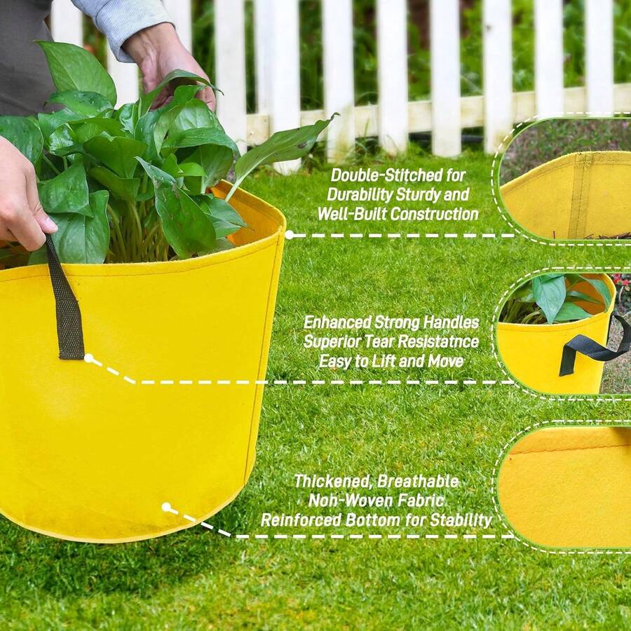 Túi trồng cây bằng vải không dệt, thích hợp để trồng rau, hoa và các loại cây khác, giúp cây phát triển. - Nhiều màu - Xem 1