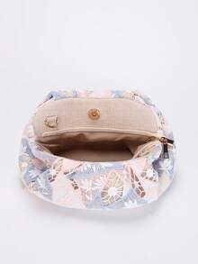 1个花朵钩编云朵折叠包，春夏假日花朵手拿包，适合日常休闲和海滩度假。 - 淺粉色 - 查看 8