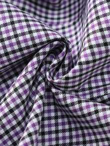 Áo khoác gile nữ bằng vải dệt kẻ caro, cài nút phía trước và có túi, kiểu dáng thường ngày, thích hợp cho mùa xuân, thu và hè. - Màu Lilac Tím - Xem 8