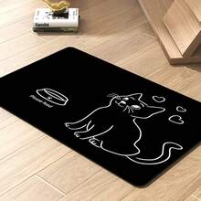 1件装猫咪喂食垫，宠物食品和水碗垫，饮水垫，室内 - 黑色 - 查看 15