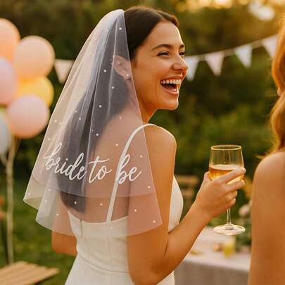 1 pieza Velo de cinta para la futura novia, accesorio para fiesta, decoración de boda, regalo de compromiso