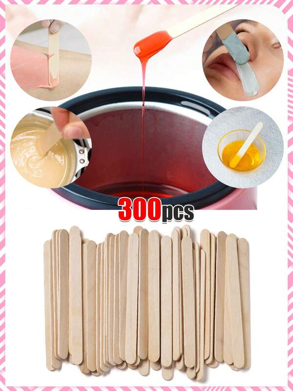 300pcs Natural Wooden Wax Removal Sticks, Precise Hair Removal Wooden Wax Sticks - Wooden Body Waxing Sticks, Waxing Process Sticks, Precise Hair Removal, Helps Quick Waxing, Suitable For Waxing, Eyebrows And Body, Great For Spa And Home Use, Summer Waxing Supplies. Efficient Product Allows Every Woman To Enjoy Smooth And Delicate Skin. Available In 200/100/50/10 Pcs.