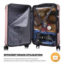 YONSLY Large Suitcase 20/24/28 Inches With Combination Lock 4 Wheels 360° Mesh Pocket Double Maintenance Zipper Soft Rubber Handle Travel Suitcase - Rose Gold - View 7