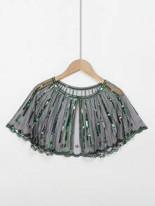 1件夏季重工串珠亮片蕾丝轻薄披肩，适合晚礼服 - 彩色 - 查看 8