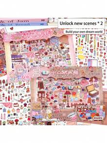 Extra Large Vintage General Store Scenery Stickers, Miniature Goods Storage Series Stickers, 3D Positioning Line DIY Decorative Collage Stickers - Rectangle - View 3