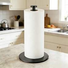 2pcs/Set Stainless Steel Paper Towel Holder, Black & Silver Kitchen Roll Paper Dispenser With Weighted Base - Multicolor - View 4