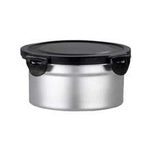 Korean Style 3-Piece Set: Stainless Steel Food Storage Containers, Refrigerator Airtight Boxes, Fruit Lunch Boxes - 優雅黑蓋 - 查看 3