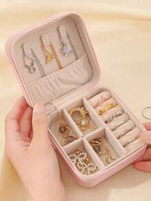 PU Leather Jewelry Storage Box, Snap Closure Jewelry Box For Rings, Pendants, Earrings, Necklaces, Bracelets, Multi-Function Jewelry Earring Ring Holder - Multicolor - View 10
