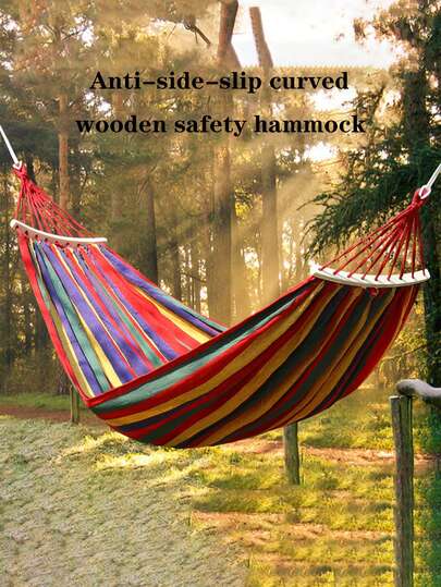 Hamaca a rayas colorida, hamaca ancha para relajación en terrazas urbanas, campamento al aire libre, descanso en el patio, adecuada para múltiples escenas, cama colgante de relajación flotante, hamaca portátil y almacenable, equipo de campamento al aire libre, hamaca de lona para dos personas, hamaca antivuelco para dormitorio universitario