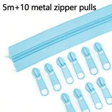 1 Set = 5m Zipper + 10pcs Metal Zipper Pulls, Colorful Nylon #3 Zipper With 10pcs Matching Metal Zipper Pulls, Suitable For Garments, Textiles, Bags - 5m Zipper + 10pcs Metal Zipper Pulls - View 16