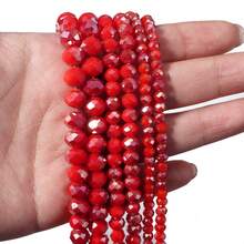 1pc Faceted Abacus Bead Crystal Flat Bead Multi-Color Loose Beads, Fashionable Colorful Cute Electroplated Versatile All-Match DIY Beads For Bracelets, Necklaces, Jewelry Making, Phone Straps, Keychains - Semi-electroplated Red Porcelain - View 3