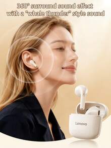 Lenovo EA166 Bluetooth 5.4 Earphones: High-Quality Sound, Smart Super-Clear Call Noise Cancellation, IPX5 Waterproof And Sweat-Proof Rating, Ultra-Low Latency. - Cherry Blossom White - View 6
