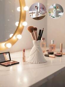 1个极简新娘化妆刷收纳盒，新娘桌面整理盒，多功能化妆刷、香水、化妆工具收纳管，文具、笔筒，适合作为婚礼回礼、节日礼物、独特礼物、返校礼物、母亲节礼物、周年纪念礼物 - 彩色 - 查看 1