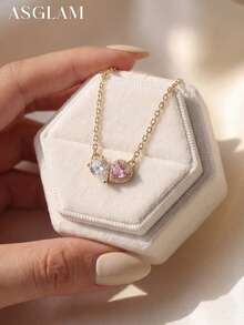 قلادة فضة عيار 925 خفيفة الوزن ذات لمعان فاخر بتصميم فيونكة وقلب ، هدية مجوهرات أنيقة للنساء ، مناسبة للارتداء اليومي - النمط 4 - مشاهدة 3