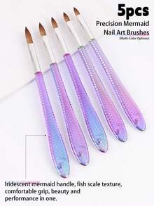 Bộ 5 cọ vẽ móng nghệ thuật hình nàng tiên cá, cọ nối móng acrylic cán vảy cá dùng cho thiết kế móng nghệ thuật. - Nhiều màu - Xem 1
