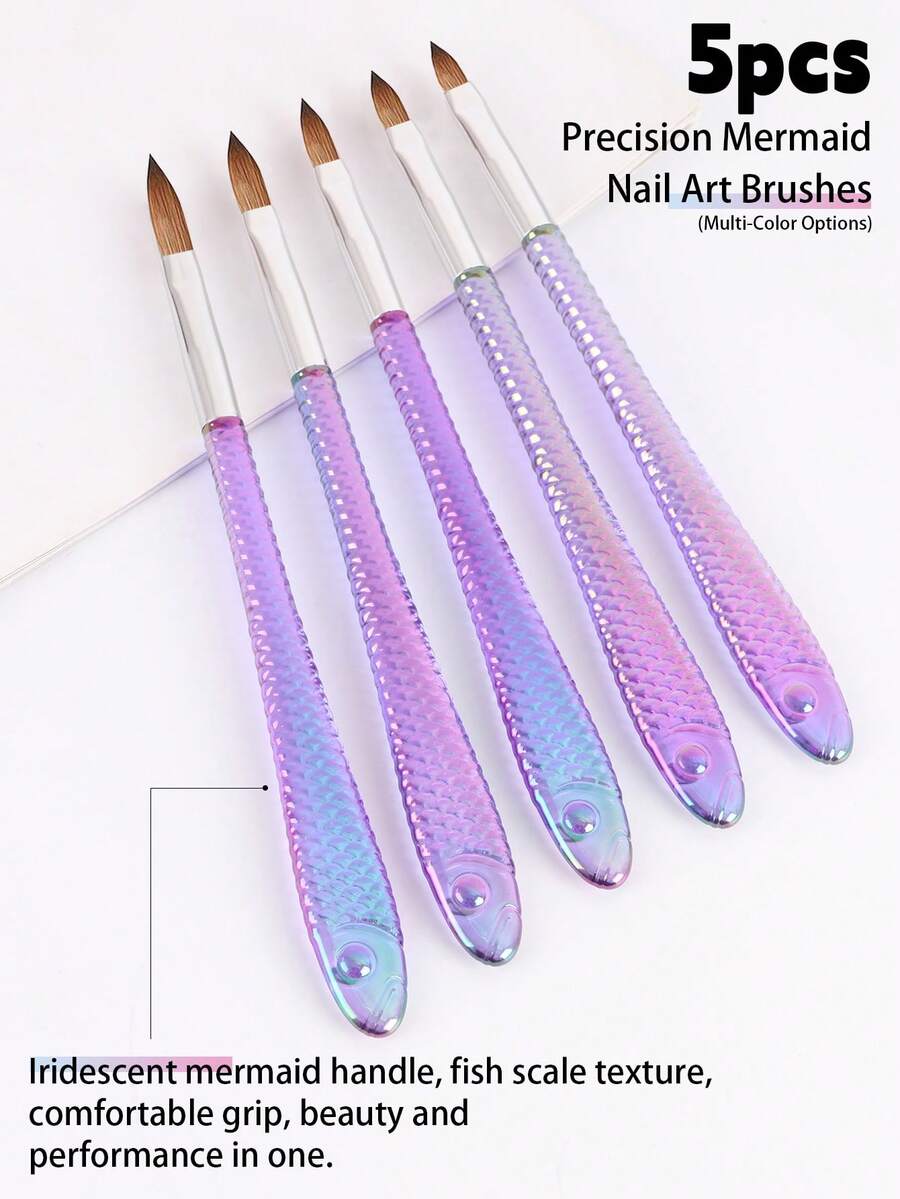 Bộ 5 cọ vẽ móng nghệ thuật hình nàng tiên cá, cọ nối móng acrylic cán vảy cá dùng cho thiết kế móng nghệ thuật. - Nhiều màu - Xem 1