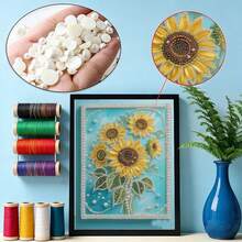 1 Stück 2D Flachdruck Neue Perlen Sonnenblume Diamant Malerei, DIY Handwerk Bohrung Dekor Malerei für Wohnzimmer, Schlafzimmer, Flur, 30x40 cm, inklusive Werkzeug, Anfängerfreundlich, Wohndekoration Geschenk, Lieferung, DIY Mosaik Handwerk, Geschenk für Freunde und Familie, geeignet für Schlafzimmer, Büro, Wohnzimmer - Schwarz und Weiss - Übersicht 2