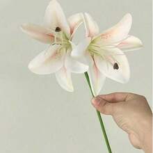 6/1pc Champagne Artificial Lily Flower, Lifelike Floral Decor Suitable For Home Decor, Bouquets, Home Decoration, DIY Wedding Bride Gift, Birthday Party Supplies, Tabletop Decor, Yard Decor, Wedding Decoration, Bouquets, Fake Flowers, Back To School Decor - Champagne - View 8