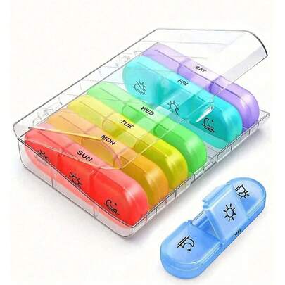 Hộp đựng thuốc theo tuần (1 chiếc), phù hợp cho cả nam và nữ, hộp đựng thuốc nhỏ gọn 7 ngày, hộp đựng thuốc rộng rãi, chống ẩm, cần thiết cho du lịch, du thuyền, ký túc xá, đựng thực phẩm chức năng, vitamin, viên dầu cá, lý tưởng cho du lịch, công tác, nhà cửa, cắm trại, hoạt động ngoài trời, bãi biển, kỳ nghỉ hè, chuẩn bị cho năm học mới.