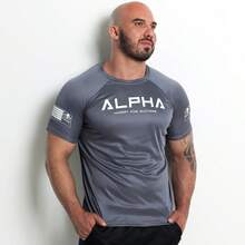 ALFA REI Kit Of 3 Men's Dry Fit T-Shirts, Original, For Gym, Weight Training, Physical Activities, Reinforced Seams, Cool Mesh, Fitness - Đen/Xám/Xanh dương - Xem 5