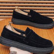 Popular Men's Casual Loafers, Leather Upper With Waterproof Design, Flat Non-Slip Sole, Suitable For Leisure, Entertainment And Camping - Black - View 1