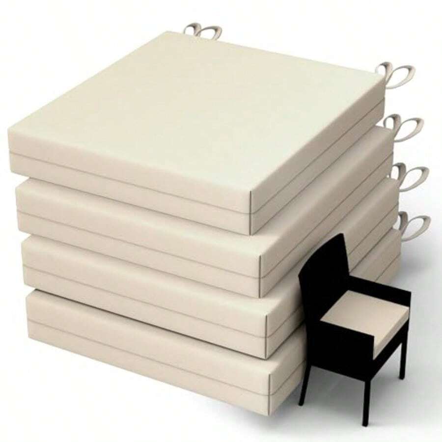 WOLKI - Juego de 4 cojines para exteriores para muebles de patio 19 x 19 x 3 pulgadas cojines de asiento impermeables de gran tamaño para jardín patio comedor color beige - Beis - Ver 1
