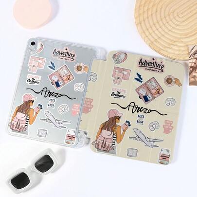 1 ốp lưng máy tính bảng bằng acrylic trong suốt in hình du lịch, chân đế gập sáng tạo với nhiều góc nhìn tiện dụng cho công việc và giải trí, chất liệu bền chắc bảo vệ khỏi trầy xước và rơi vỡ, kiểu dáng thời trang và thiết thực, lý tưởng cho người dùng hiện đại, vỏ bảo vệ có khe cắm bút tương thích với iPad Pro 2024/Air M3/A16 2039, tương thích với , tương thích với SAMSUNG, lý tưởng cho công việc, du lịch và thư giãn tại nhà.