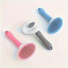 Cepillo de aseo para mascotas fácil de limpiar, adecuado para perros y gatos - Peine autolimpiante con función de eliminación de pelo con un solo clic, mango de plástico cómodo, diseño ergonómico, adecuado para eliminar el pelo de perro y aseo, accesorios de aseo para perros, herramientas de aseo para mascotas, accesorios modernos para mascotas, productos para mascotas duraderos - Gris - Ver 5