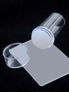 美甲印花工具套装，透明极光雪花硅胶印章，美甲钢板印花DIY，大小美甲印章和刮板 - 無色 - 查看 9