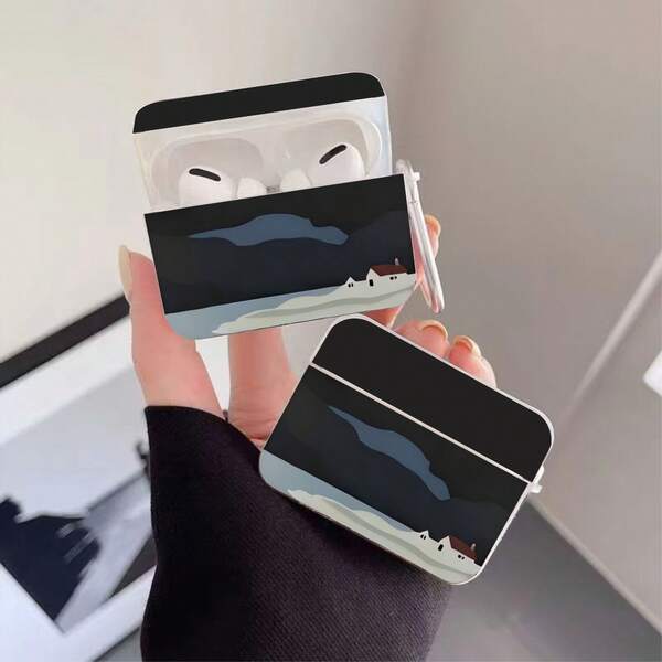 Painting Color Block Landscape Tranquil Night Sky Protective Case Suitable Compatible With Apple Wireless Charging Case, Scratch-Resistant And Anti-Drop