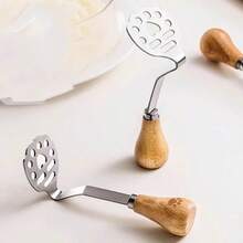 1个熊形不锈钢土豆捣碎器，立式食物压榨器，可用于捣碎鸡蛋和土豆，多功能滤勺 - 彩色 - 查看 5