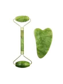 Dụng cụ làm đẹp bằng ngọc bích, bảng Gua Sha, dụng cụ massage, bảng Gua Sha ngọc bích cho mặt và lưng, con lăn massage ngọc bích - màu xanh lá - Xem 2