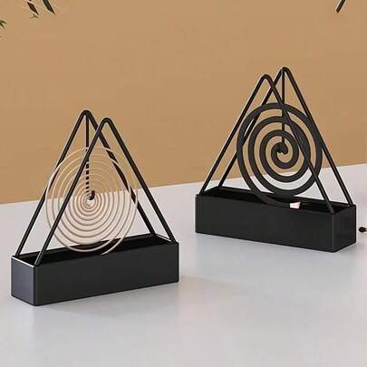 1pc Fashionable Triangular Mosquito Coil Holder - Metal Hanging Ash Collector, No Power Needed, Innovative Home Fragrance Stand With Modern Design Suitable For Summer Decor, Incense Holder